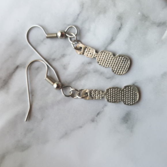 Violin Fiddle Earrings Surgical Steel Silver Tone - Picture 5 of 8